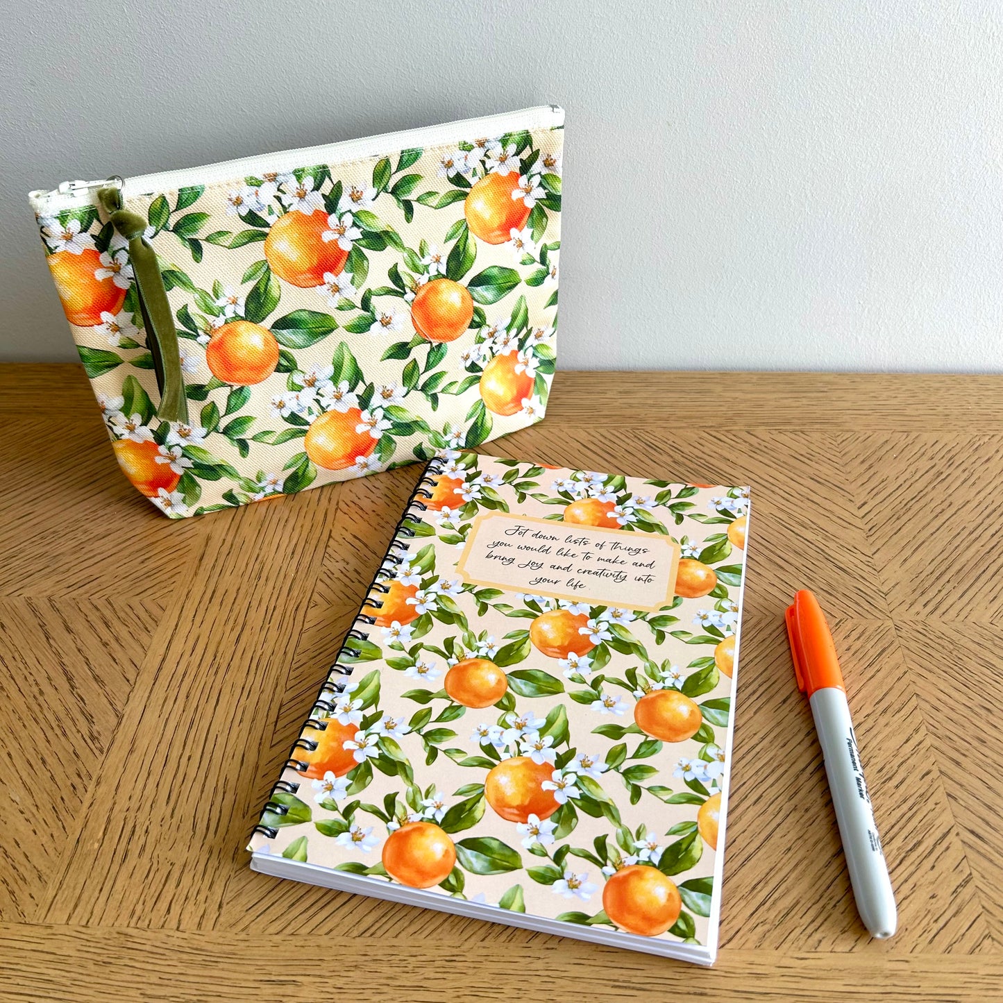 cute notebook and matching pencil case