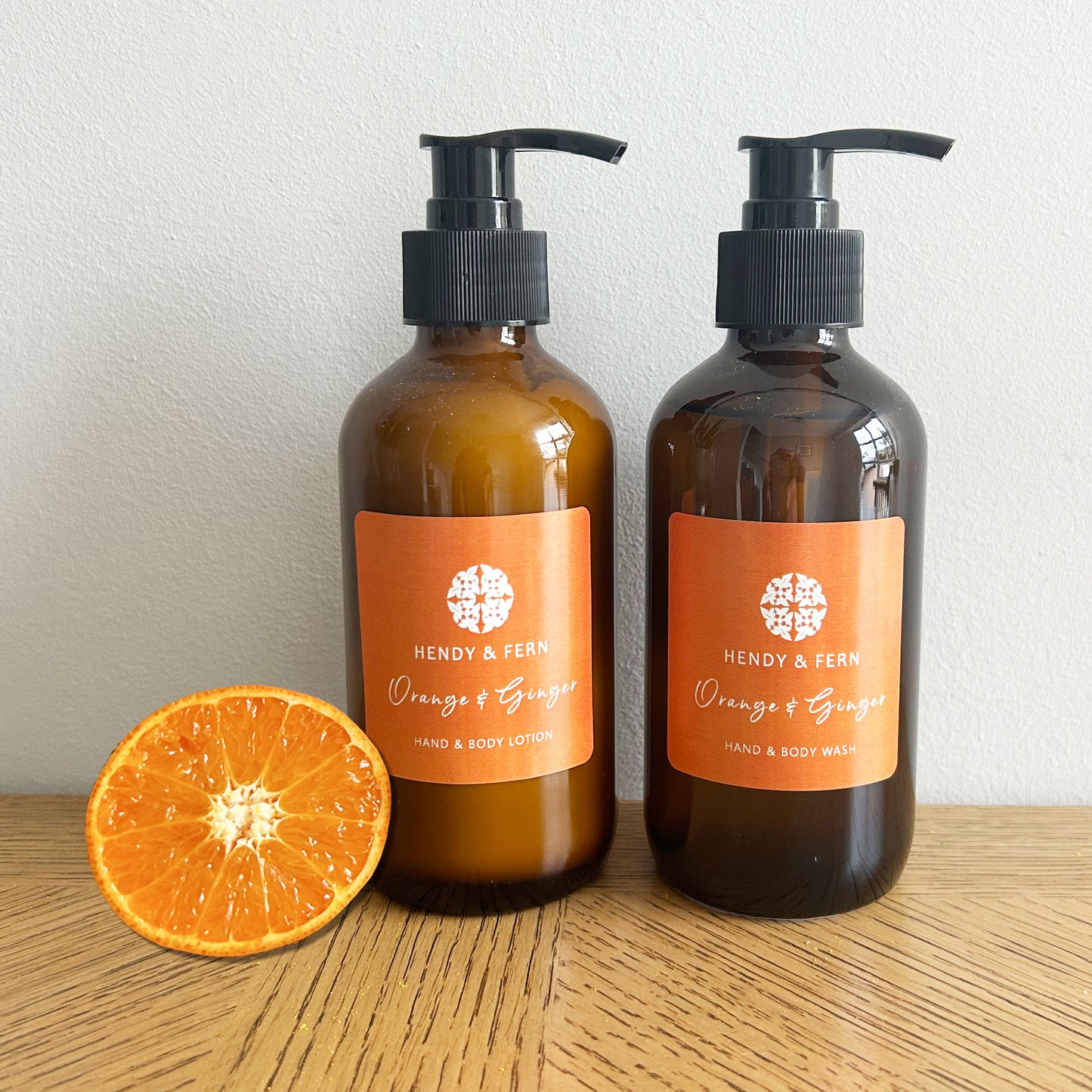 liquid handwash soap and lotion made in Yorkshire orange and ginger