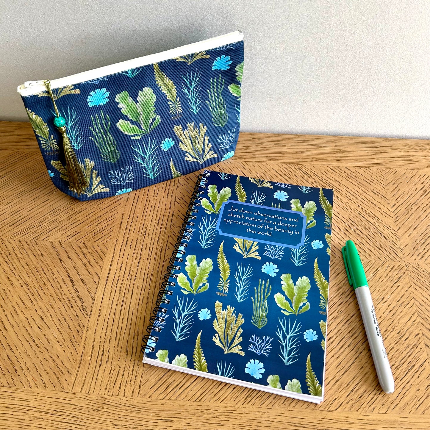hendy and fern matching notebook and pencil case made in the uk