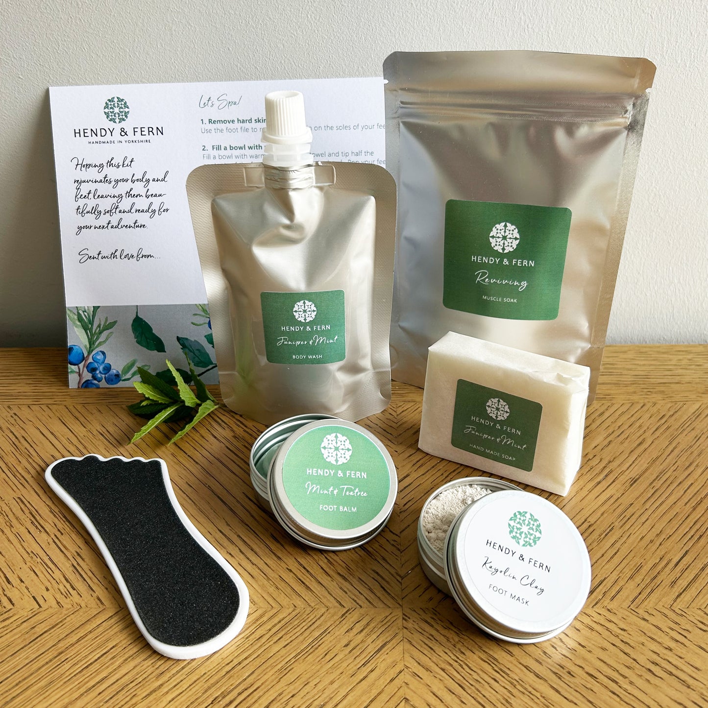 Reviving foot care kit contents