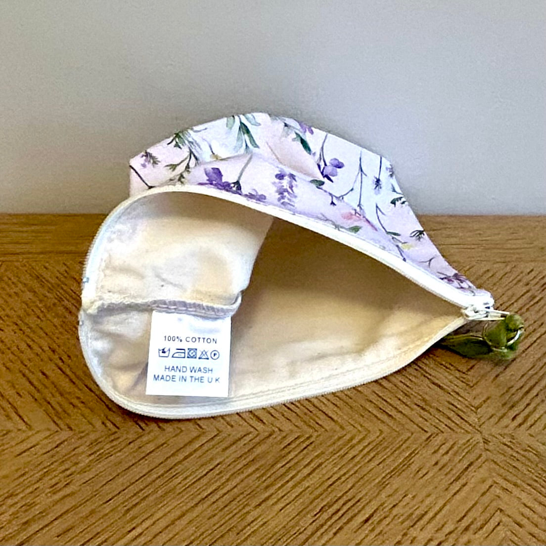 Toiletry bag in lavender print | made in UK