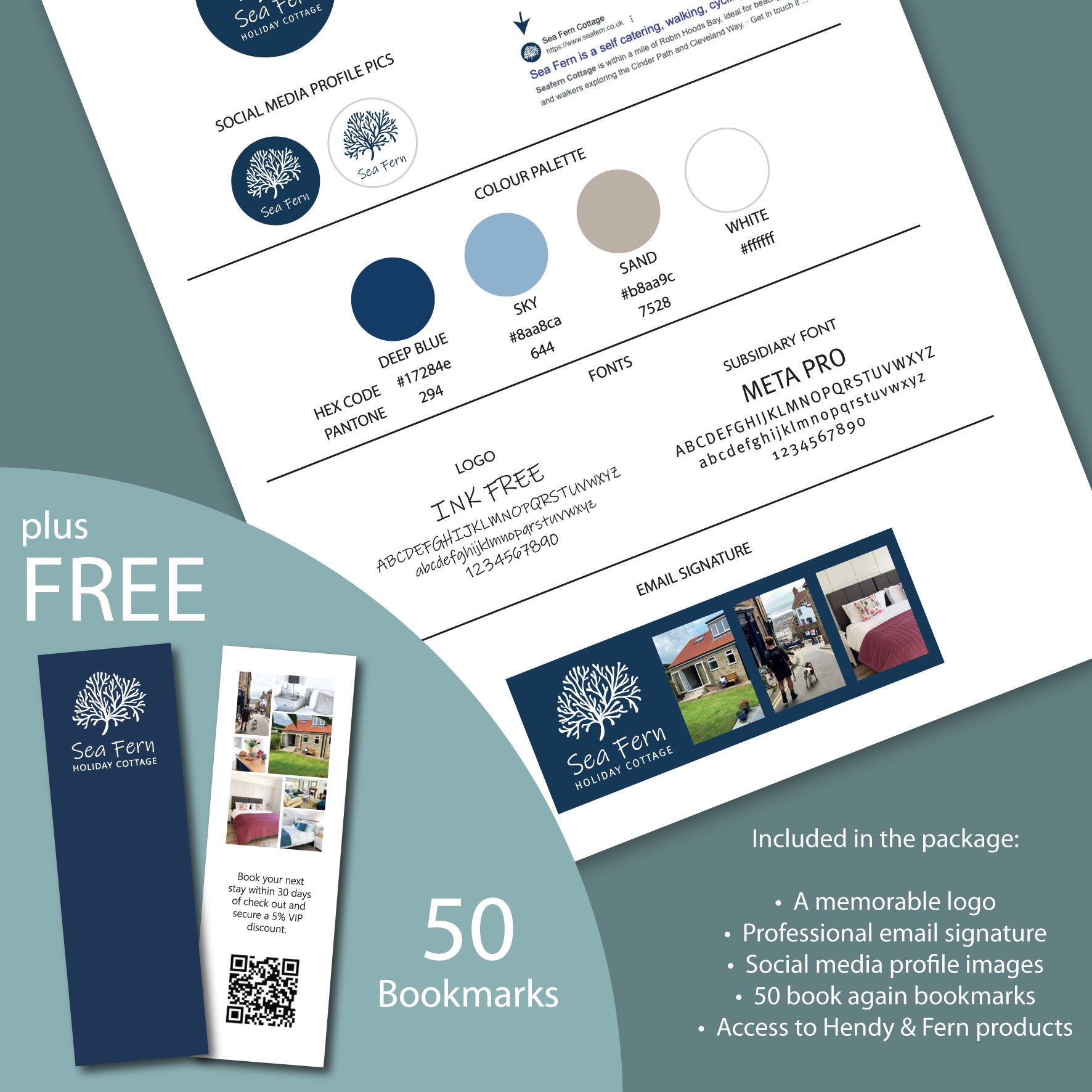 Create my Logo and Brand package showing free promotional bookmarks