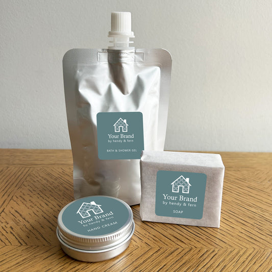 luxury branded toiletries featuring custom logos